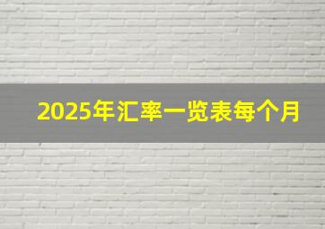 2025年汇率一览表每个月