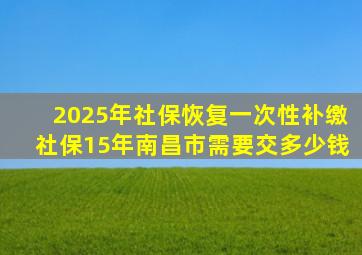 2025年社保恢复一次性补缴社保15年南昌市需要交多少钱