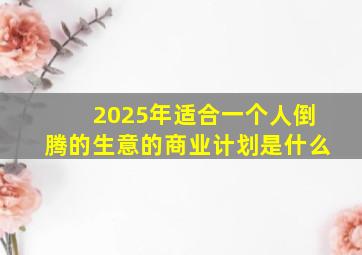 2025年适合一个人倒腾的生意的商业计划是什么