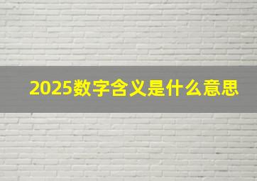 2025数字含义是什么意思