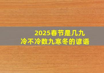 2025春节是几九冷不冷数九寒冬的谚语