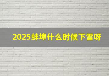 2025蚌埠什么时候下雪呀