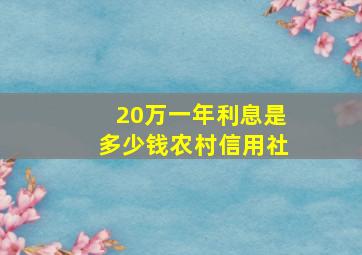 20万一年利息是多少钱农村信用社