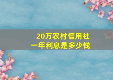 20万农村信用社一年利息是多少钱