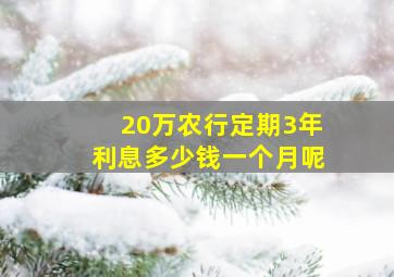 20万农行定期3年利息多少钱一个月呢