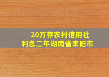 20万存农村信用社利息二年湖南省耒阳市