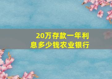 20万存款一年利息多少钱农业银行