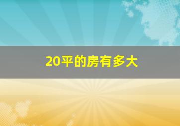 20平的房有多大