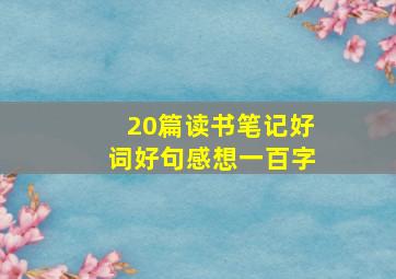 20篇读书笔记好词好句感想一百字