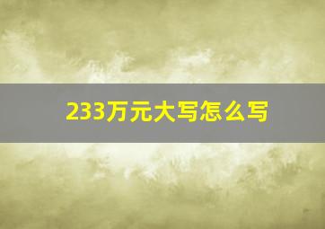 233万元大写怎么写