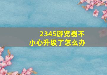 2345游览器不小心升级了怎么办