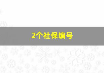 2个社保编号