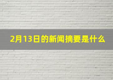 2月13日的新闻摘要是什么