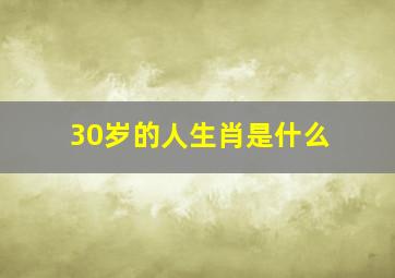 30岁的人生肖是什么