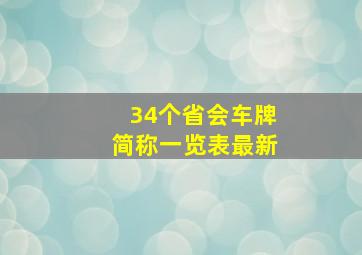 34个省会车牌简称一览表最新