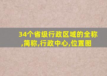 34个省级行政区域的全称,简称,行政中心,位置图