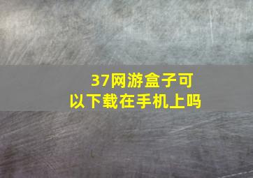 37网游盒子可以下载在手机上吗