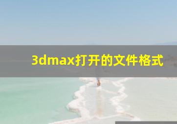 3dmax打开的文件格式