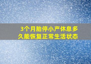 3个月胎停小产休息多久能恢复正常生活状态