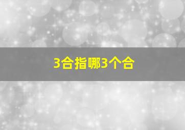 3合指哪3个合