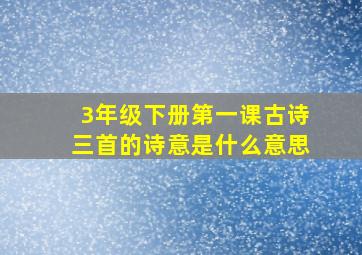 3年级下册第一课古诗三首的诗意是什么意思