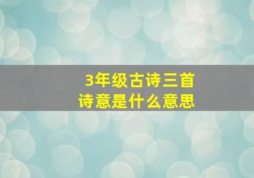 3年级古诗三首诗意是什么意思