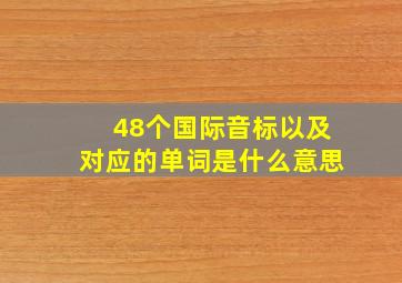 48个国际音标以及对应的单词是什么意思