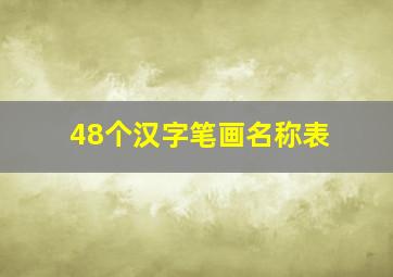 48个汉字笔画名称表