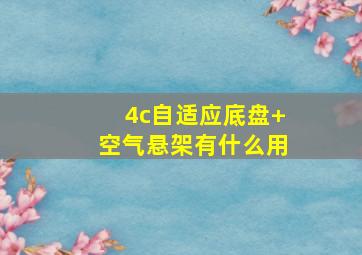 4c自适应底盘+空气悬架有什么用