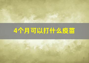 4个月可以打什么疫苗