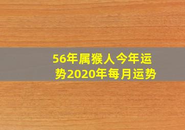 56年属猴人今年运势2020年每月运势