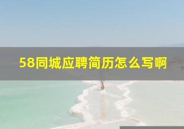 58同城应聘简历怎么写啊