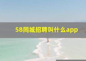 58同城招聘叫什么app