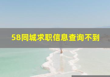 58同城求职信息查询不到