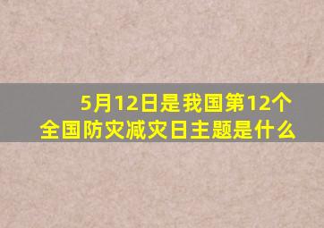 5月12日是我国第12个全国防灾减灾日主题是什么