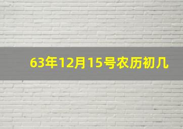 63年12月15号农历初几