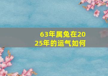 63年属兔在2025年的运气如何