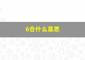 6合什么意思