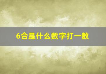 6合是什么数字打一数