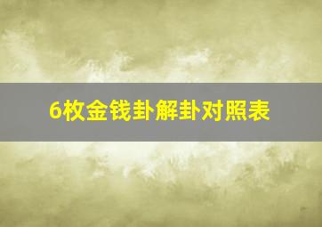 6枚金钱卦解卦对照表