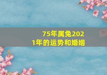 75年属兔2021年的运势和婚姻