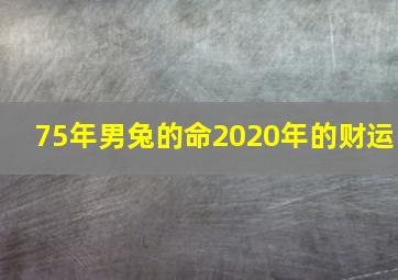 75年男兔的命2020年的财运