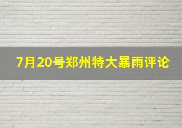 7月20号郑州特大暴雨评论