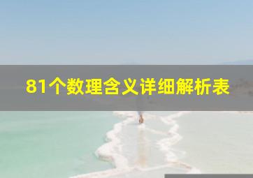 81个数理含义详细解析表