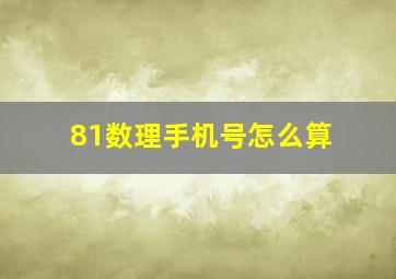 81数理手机号怎么算