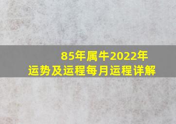 85年属牛2022年运势及运程每月运程详解