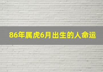 86年属虎6月出生的人命运