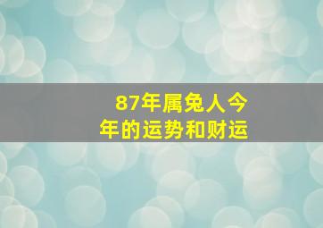 87年属兔人今年的运势和财运