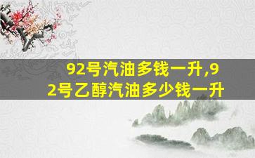 92号汽油多钱一升,92号乙醇汽油多少钱一升