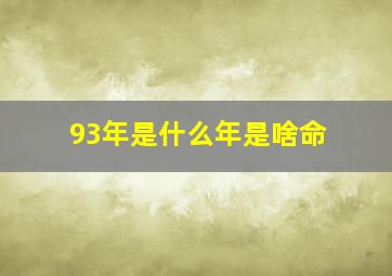 93年是什么年是啥命